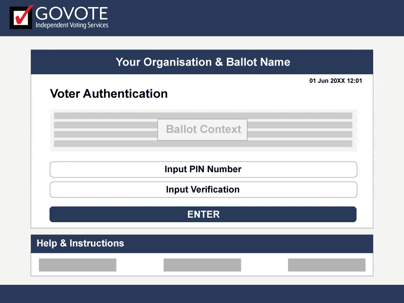 online voting authentication page screenshot