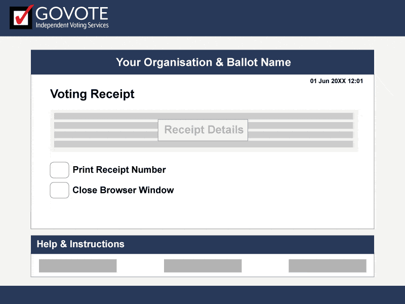online voting receipt page screenshot