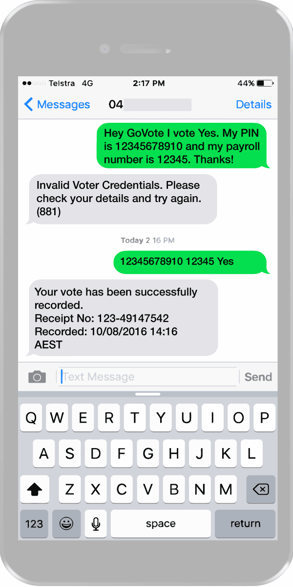 SMS voting examples messages